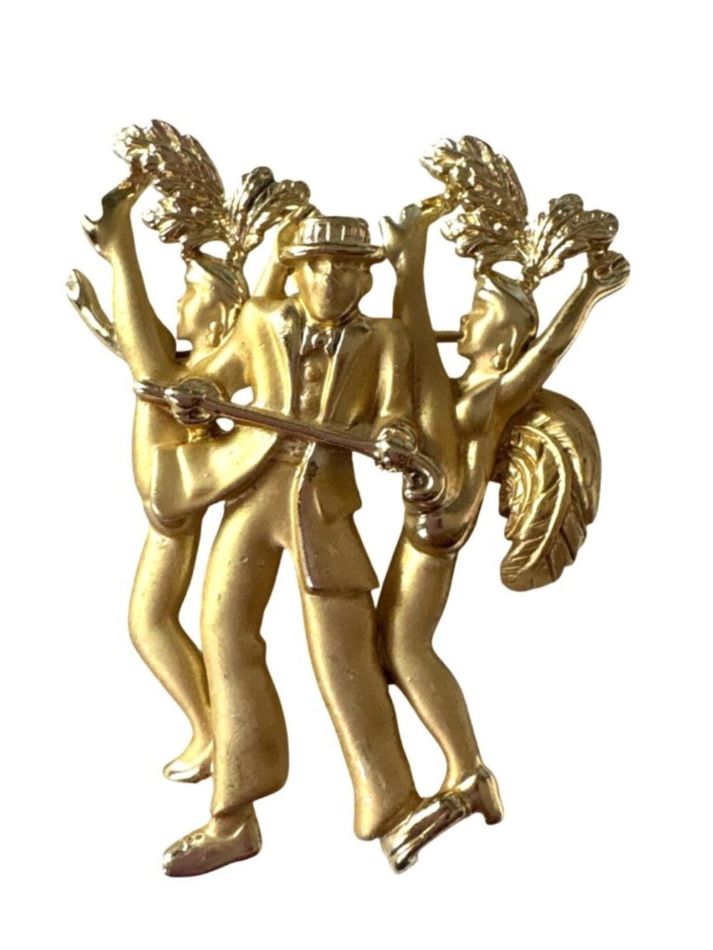 Vintage Gold-Tone Dancer Hollywood Showgirl Brooch - Retro Costume Jewelry Pin